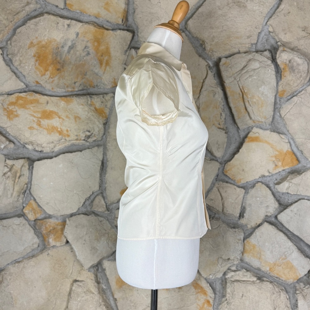 Ralph Lauren Collection Purple Label Dupioni Silk Top Ivory | 4 - Picture 2 of 5